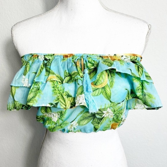 STEVE MADDEN BB DAKOTA BY STEVE MADDEN ZEST FOR LIFE LEMON PRINT CROPPED TOP XS - Picture 6 of 6